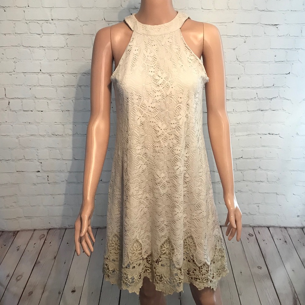 Altar’d State cream & tan lace dress size Small boho